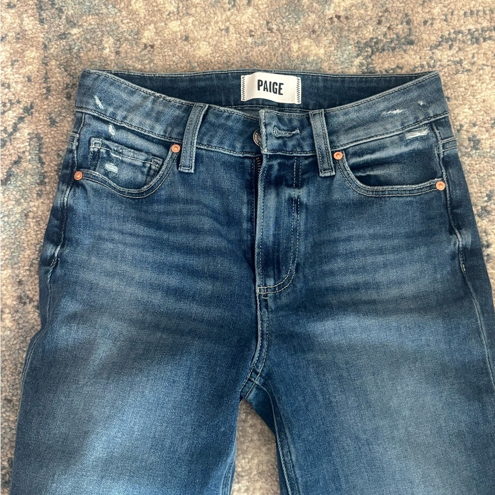 PAIGE Dark Blue Flare Women's Jeans - Picture 2 of 5